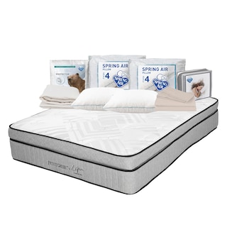 Foto 1 | Colchón Restonic Lipa Gris Queen Size + 2 Almohadas Osos + Protector Ultra + Sábanas Basic
