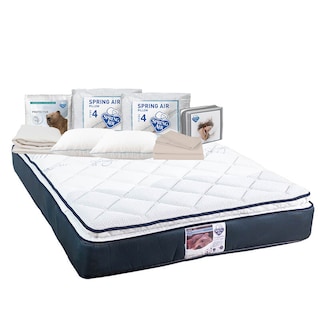 Foto 1 | Colchón Spring Air Mónaco Azul King Size + 2 Almohadas Osos + Protector Ultra + Sábanas Basic