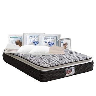 Foto 1 | Colchón Spring Air Omega Negro Matrimonial + 2 Almohadas Osos + Protector Ultra + Sábanas Basic