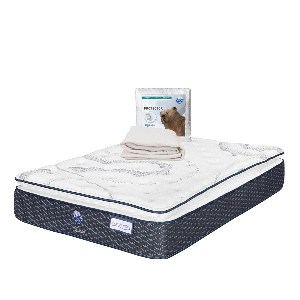 Colchón Spring Air Dover Azul King Size + Protector Ultra