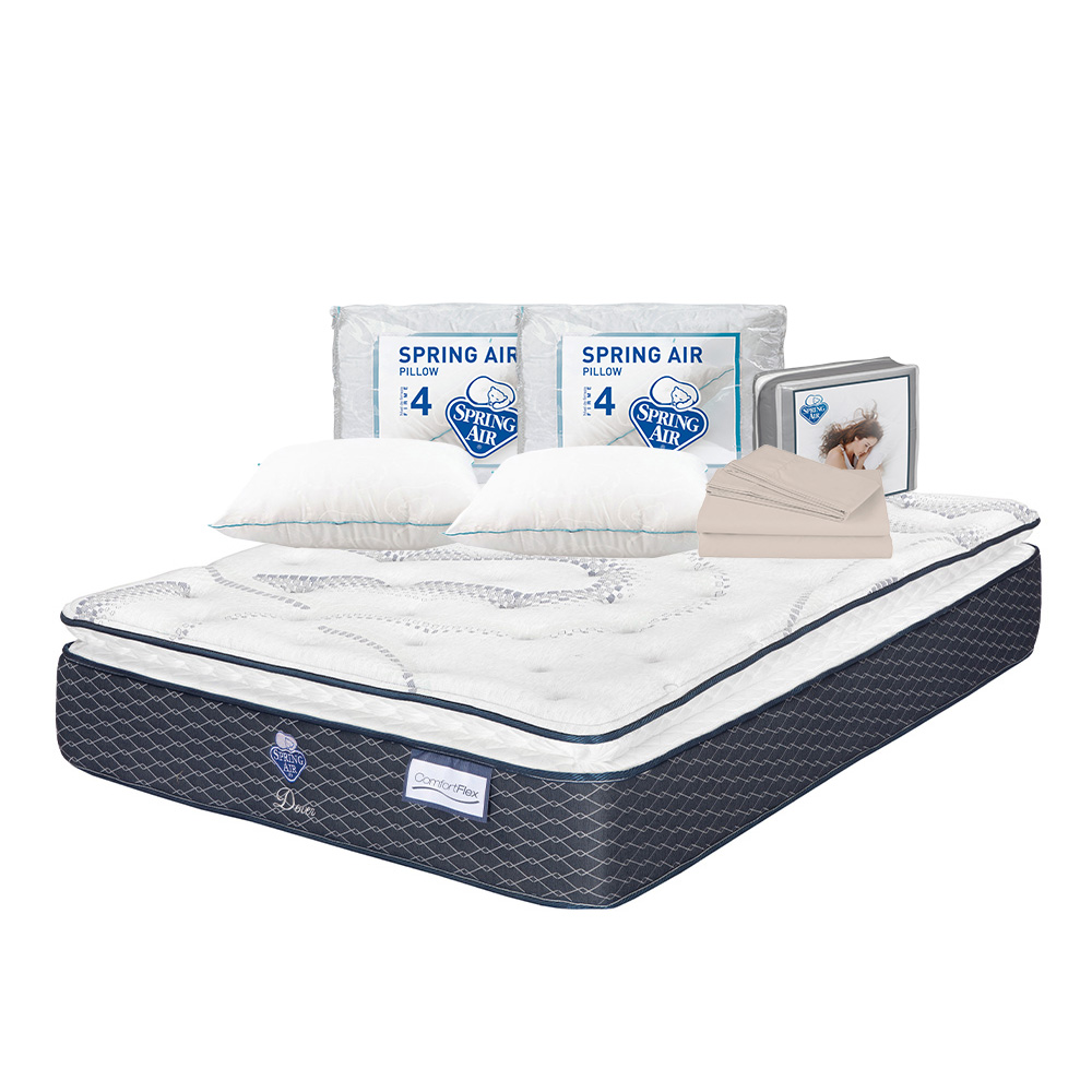 Foto 1 | Colchón Spring Air Dover Azul King Size + 2 Almohadas Osos + Sábanas Basic