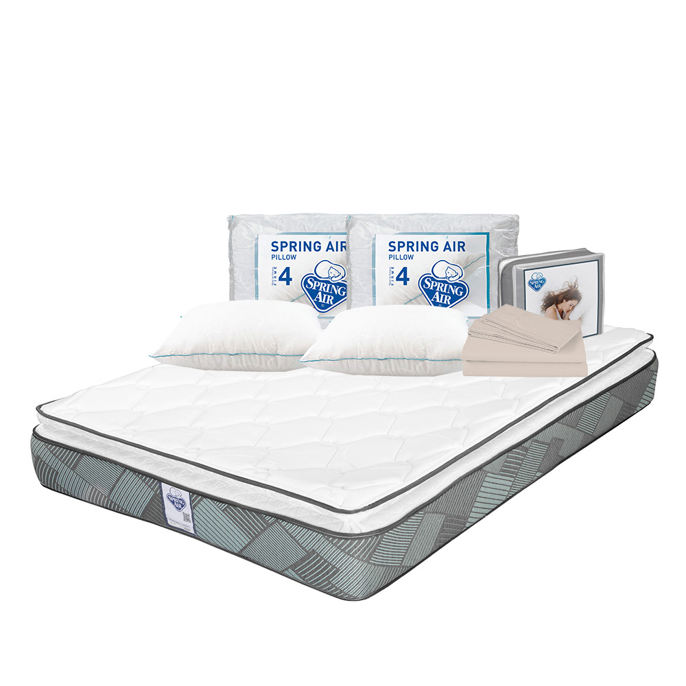 Foto 1 | Colchón Spring Air Baggio Azul Matrimonial + 2 Almohadas Osos + Sábanas Basic