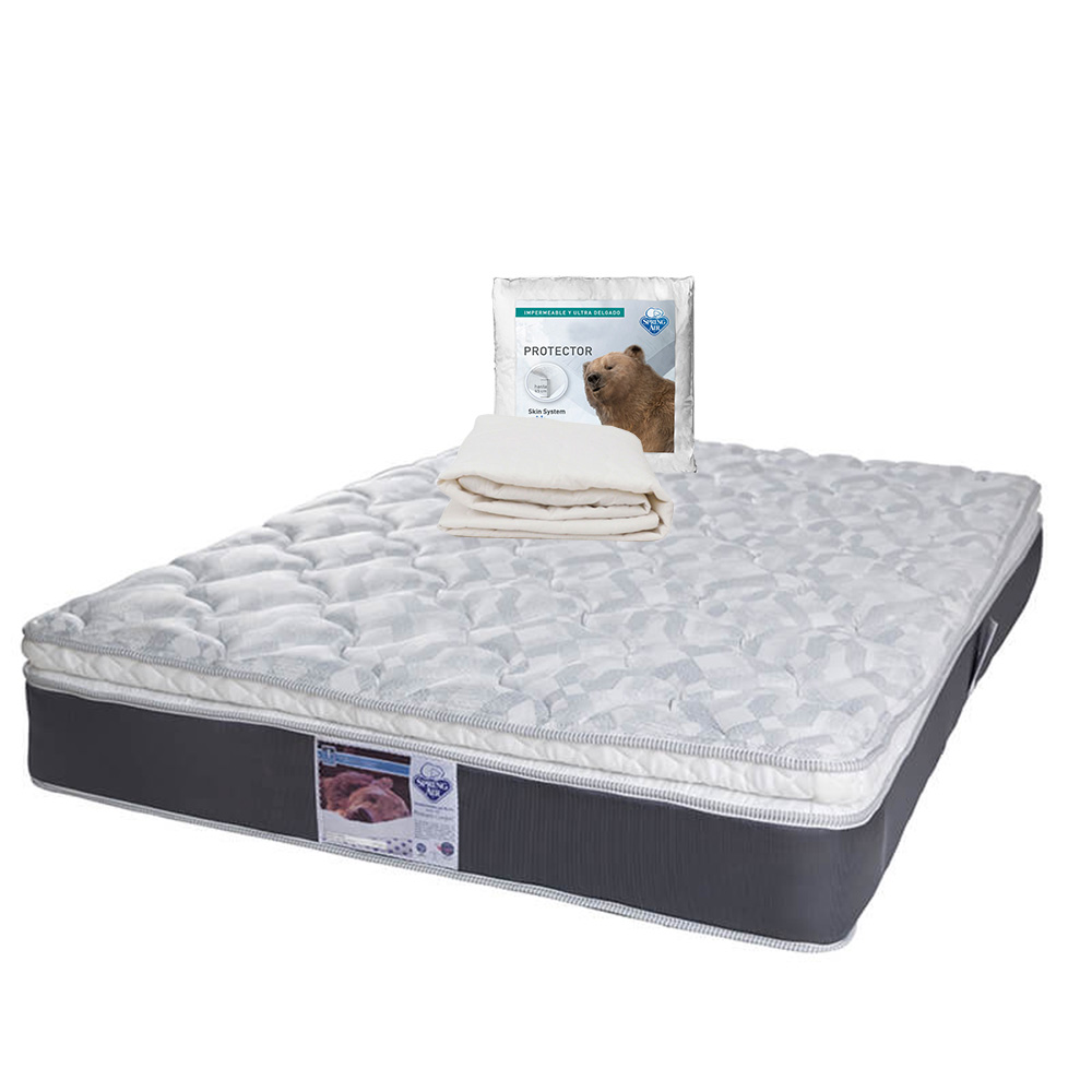 Colchón Spring Air Marte Gris King Size + Protector Ultra