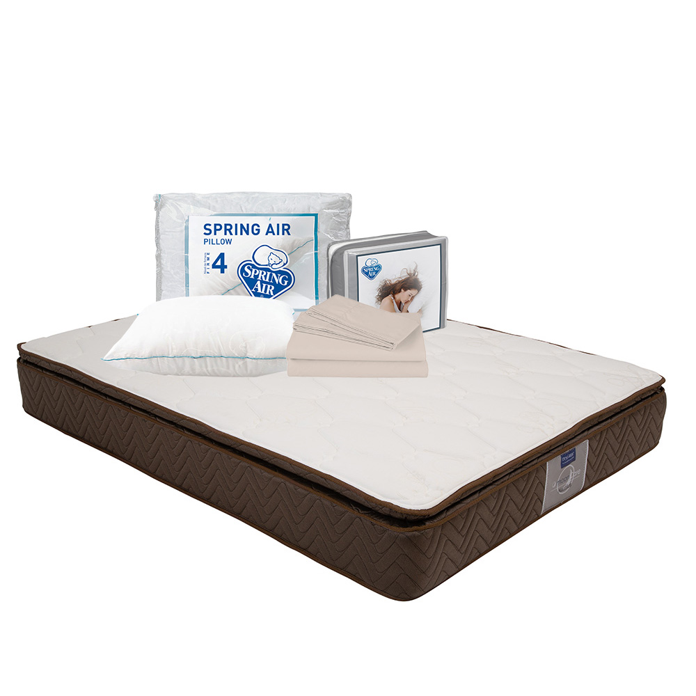 Colchón Restonic Nautilus Café Matrimonial + Almohada Osos + Sábanas Basic