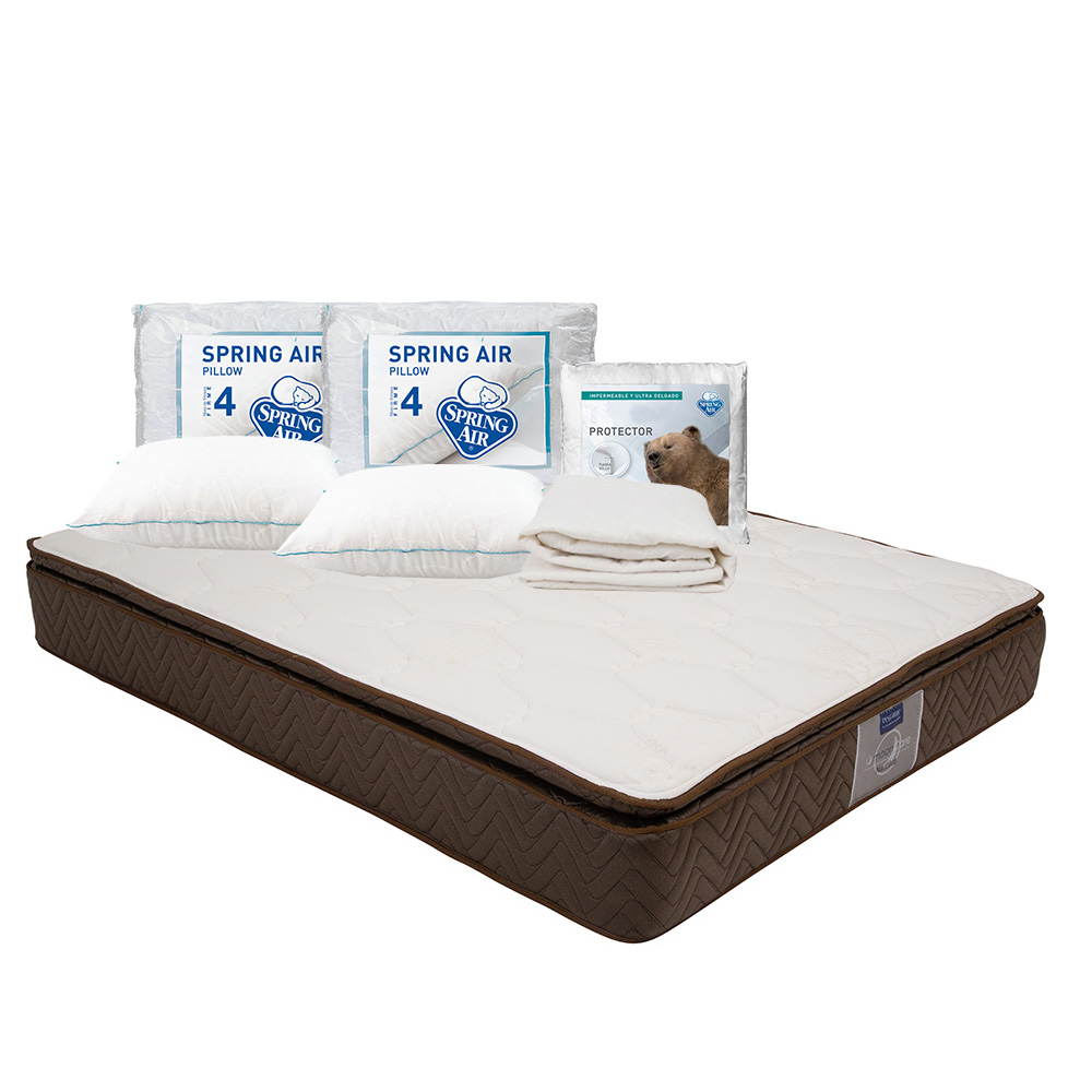 Colchón Restonic Nautilus Café King Size + Protector Ultra + 2 Almohadas Osos