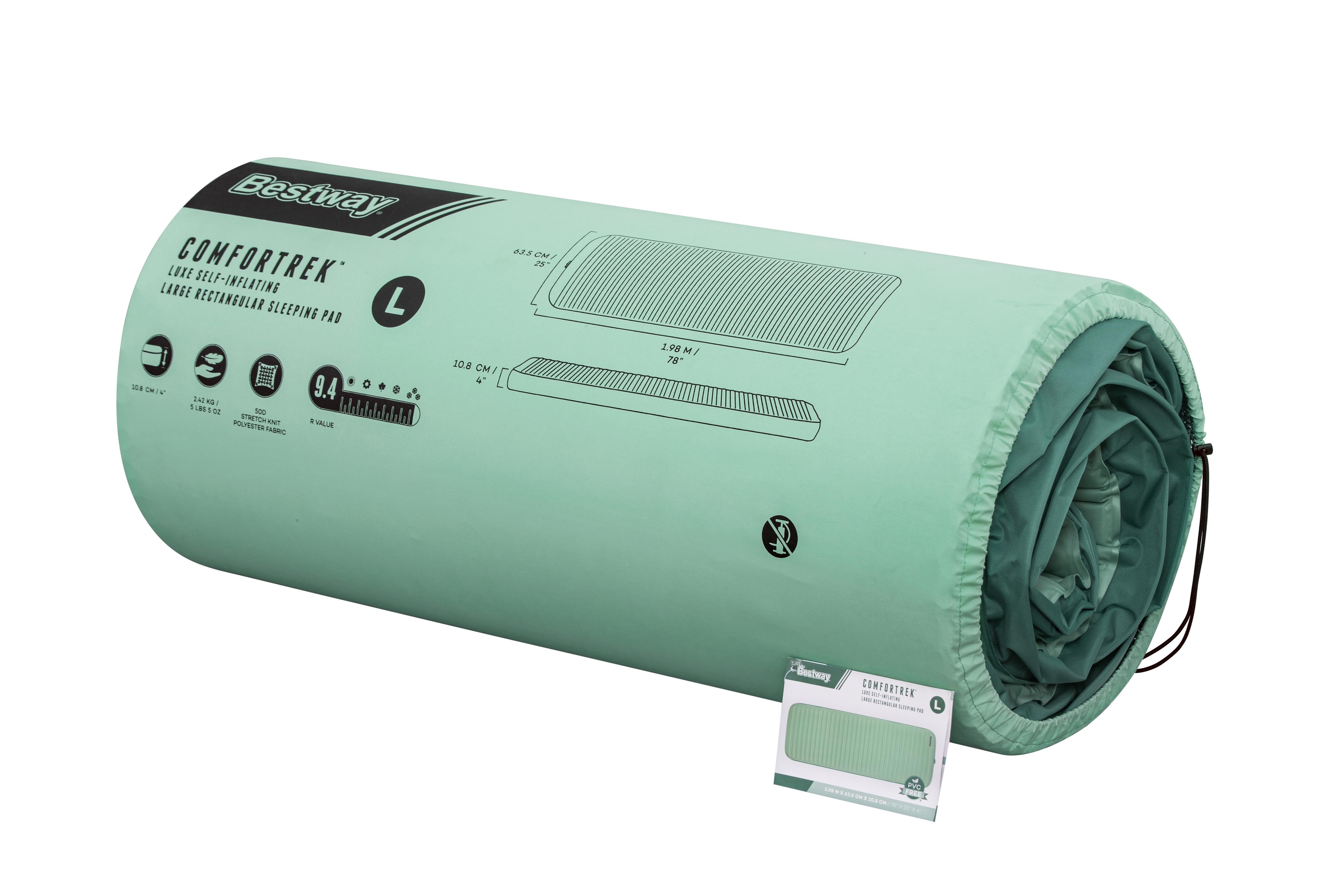 Foto 8 |  Colchoneta para Acampar 198 x 63.5 x10.8 cm Autoinflable Verde