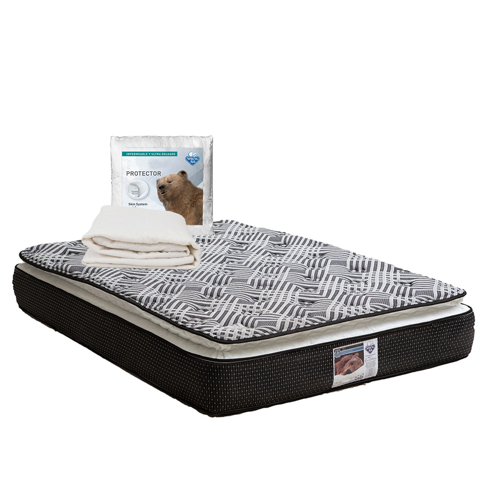 Colchón Spring Air Omega Negro Queen Size + Protector Ultra