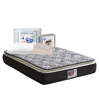 Foto 1 | Colchón Spring Air Omega Negro Matrimonial + Almohada Osos + Sábanas Basic