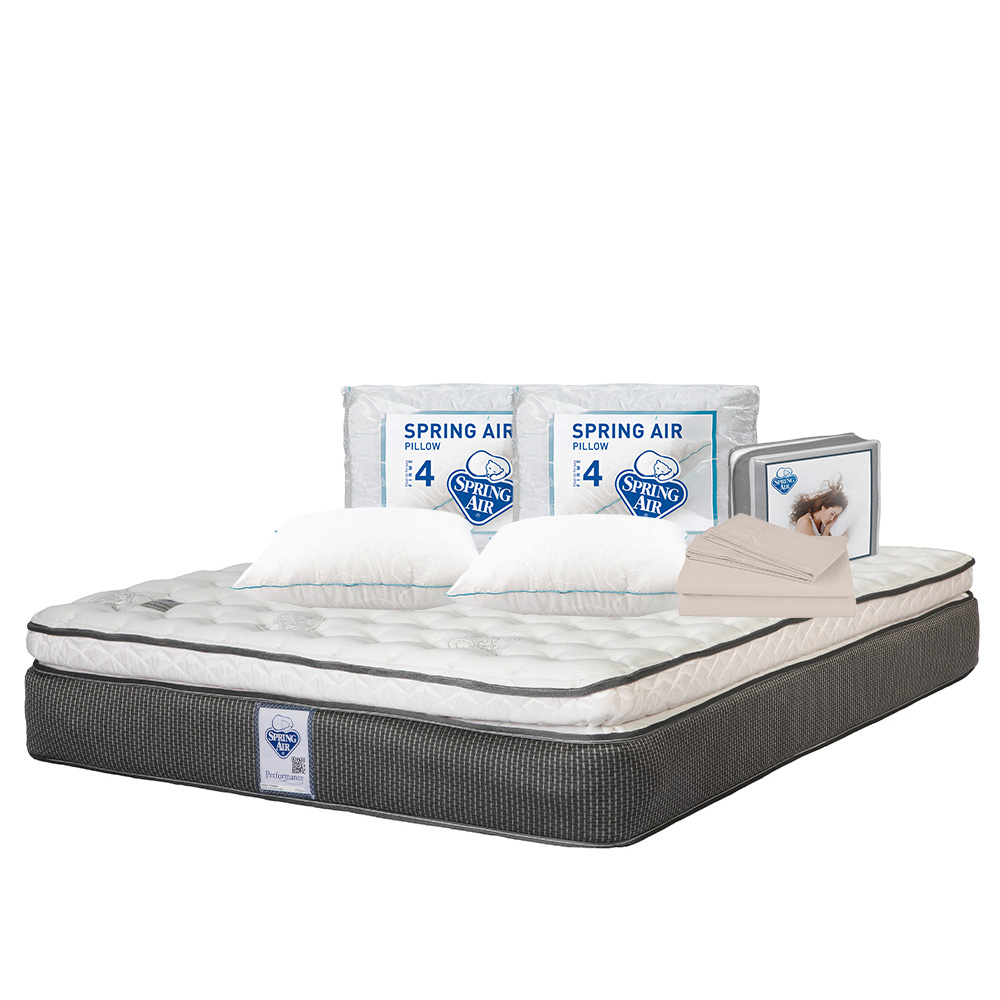 Colchón Spring Air Phantom Negro King Size + Sábanas Basic + 2 Almohadas Osos