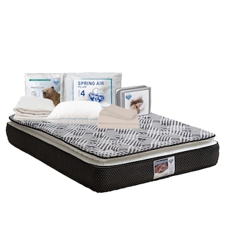 Foto 1 | Colchón Spring Air Omega Negro Matrimonial + Almohada Osos + Protector Ultra + Sábanas Basic