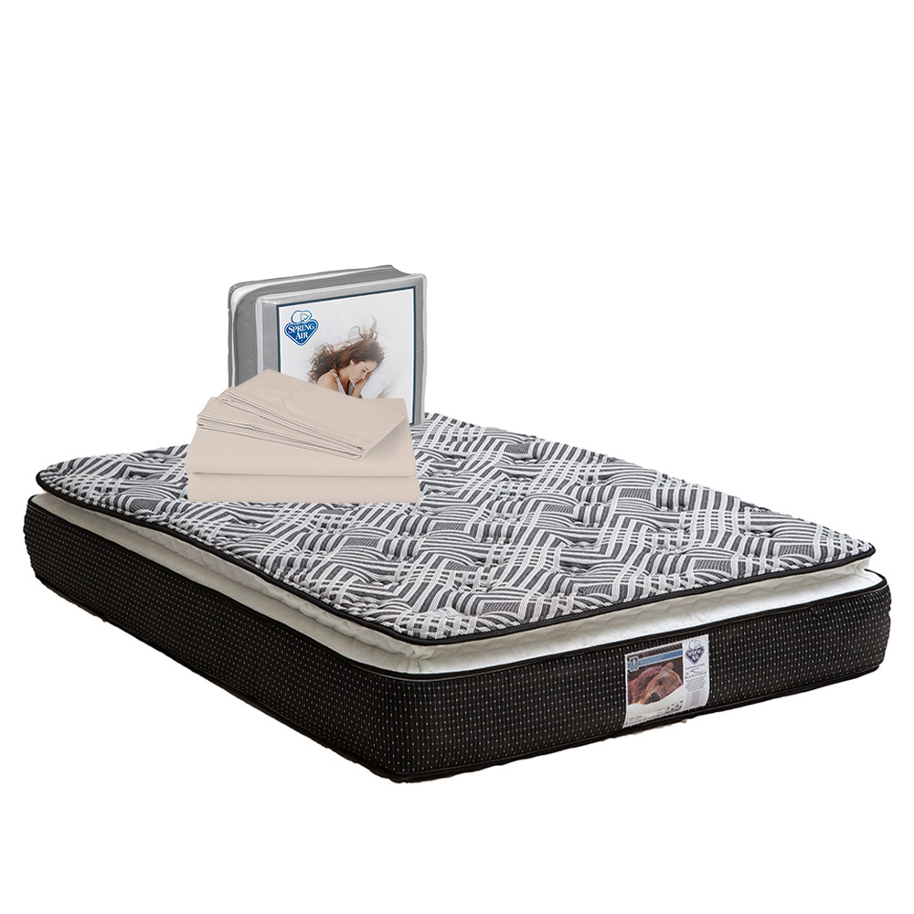 Colchón Spring Air Omega Negro Queen Size + Sábanas Basic