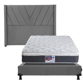Foto 1 | Cabecera Dicasa Aurora Color Gris Matrimonial + Base Cama Dicasa Color Gris + Colchón Spring Air Marte Matrimonial