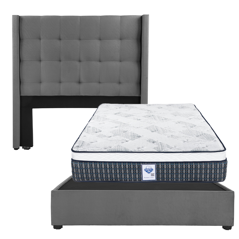 Foto 1 | Cabecera Dicasa Titan Color Gris Matrimonial + Base Cama Dicasa Color Gris + Colchón Spring Air Cardona Matrimonial