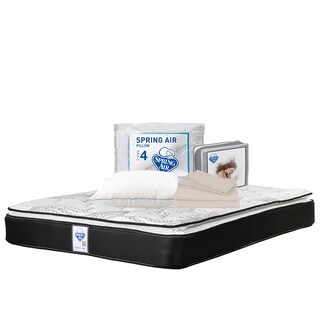 Foto 1 | Colchón Spring Air Premier Color Negro Matrimonial + Almohada Osos + Sábanas Basic