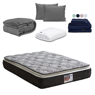 Foto 1 | Colchón Spring Air Omega Color Negro Matrimonial + Almohada 2pack + Protector Cloud + Sabanas Softy + Edredon Homy