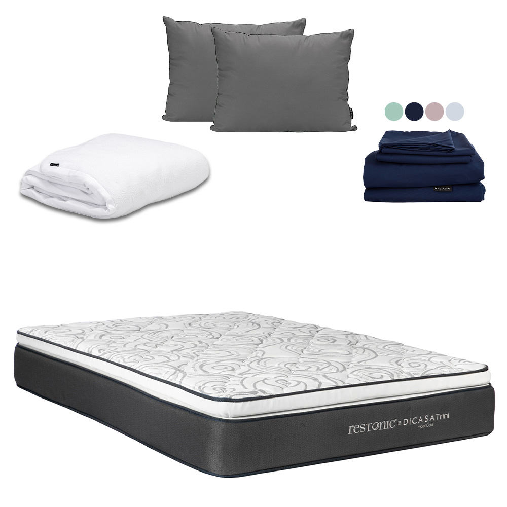 Colchón Dicasa Trini Color Gris King Size + Almohada 2pack  + Protector Cloud  + Sabanas Softy