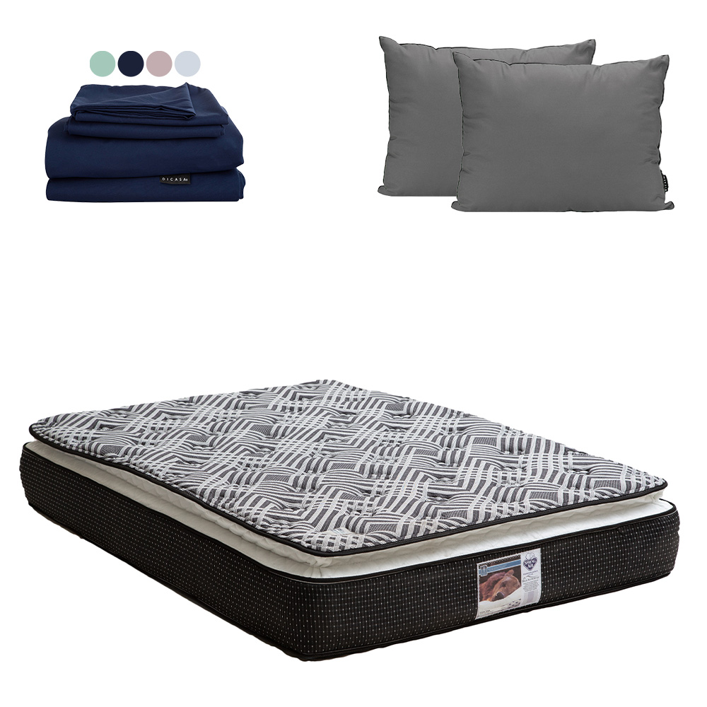Foto 1 | Colchón Spring Air Omega Color Negro King Size + Almohada 2pack  + Sabanas Softy