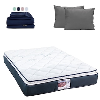 Foto 1 | Colchón Spring Air Monaco Color Azul Queen Size + Almohada 2pack + Sabanas Softy