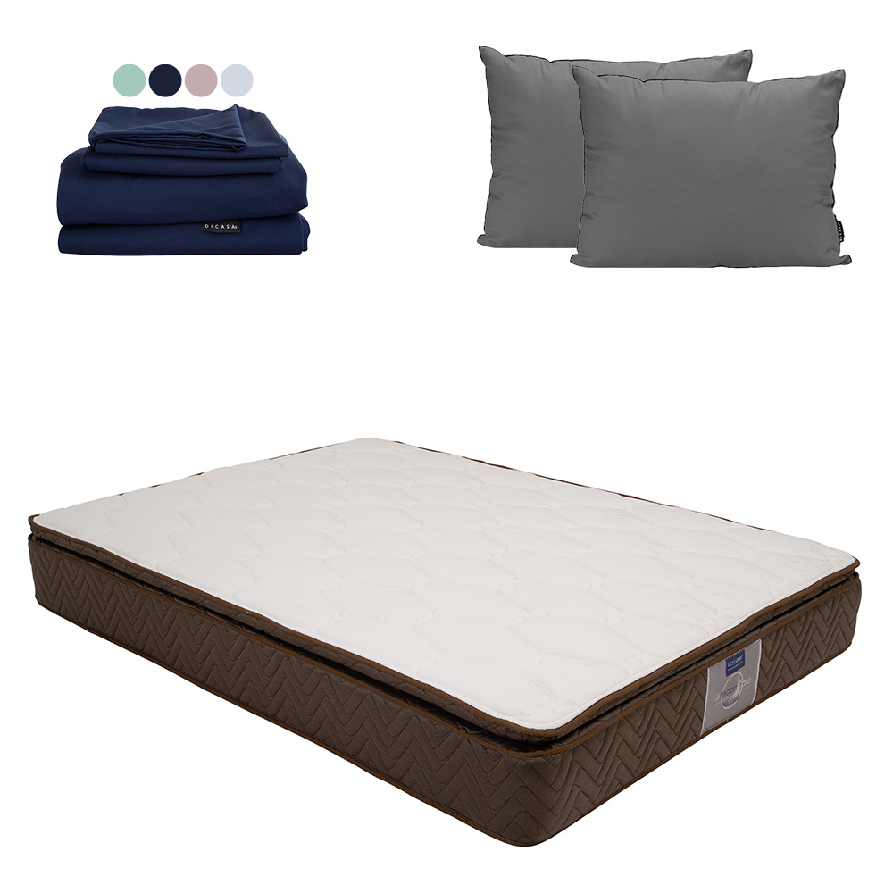 Colchón Restonic Nautilus Color Café Individual + Almohada 2pack  + Sabanas Softy