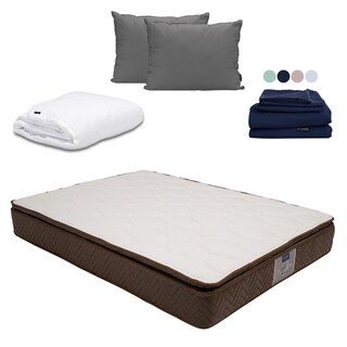 Foto 1 | Colchón Restonic Nautilus Color Café Matrimonial + Almohada 2pack + Protector Cloud + Sabanas Softy