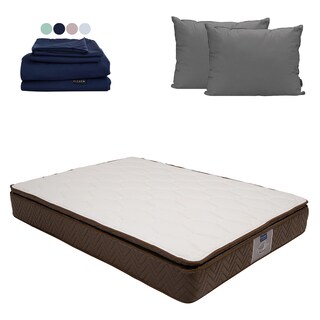 Foto 1 | Colchón Restonic Nautilus Color Café Queen Size + Almohada 2pack + Sabanas Softy