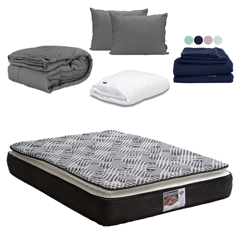 Foto 2 pulgar | Colchón Spring Air Omega Color Negro King Size + Almohada 2pack  + Protector Cloud  + Sabanas Softy + Edredon Homy
