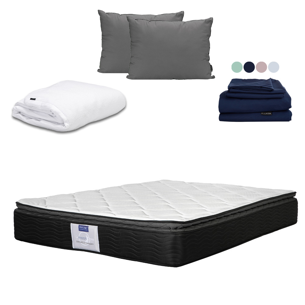 Foto 1 | Colchón Dicasa Legan Color Negro Matrimonial + Almohada 2pack  + Protector Cloud  + Sabanas Softy