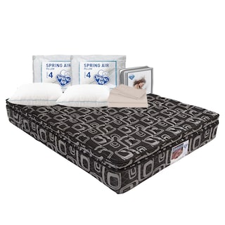 Foto 1 | Colchón Spring Air Morgan Color Negro Matrimonial + 2 Almohadas Osos + Sábanas Basic