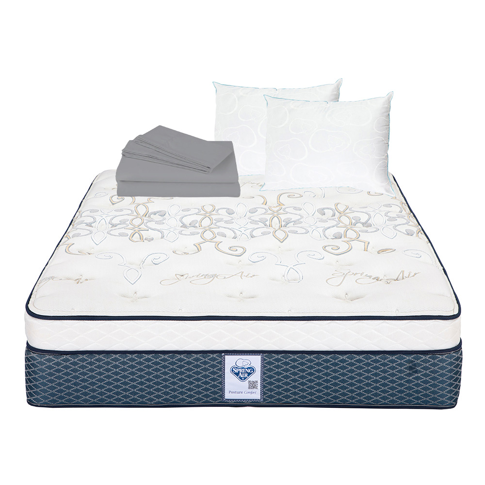 Colchón Spring Air Cantabria Color Vivos Dorados King Size + Almohada Oso 2 + Sabanas Basic
