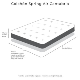 Foto 7 | Colchón Spring Air Cantabria Color Vivos Dorados King Size + Almohada Oso 2 + Sabanas Basic