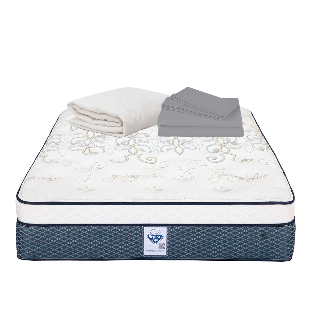 Colchón Spring Air Cantabria Color Vivos Dorados King Size + Protector Ultra + Sabanas Basic