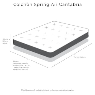 Foto 7 | Colchón Spring Air Cantabria Color Vivos Dorados Matrimonial + Almohada Royal + Protector Ultra