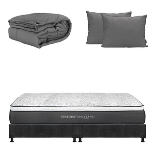 Foto 1 | Colchon Dicasa Trini Box Color Gris Carbon King Size + Box + Almohada 2pack + Edredon Homy