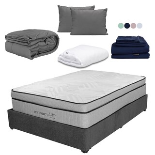 Foto 1 | Colchon Restonic Lipa Gris Carbon Matrimonial+base Cama+almohada 2pack+protector Cloud+sabanas Softy+edredon Homy