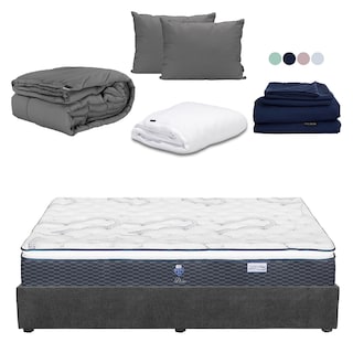 Foto 1 | Colchon Spring Air Dover Gris Carbon King Size+base Cama+almohada 2pack+protector Cloud+sabanas Softy+edredon Homy