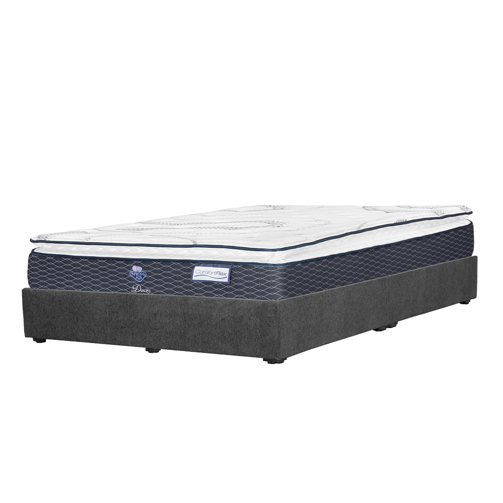 Foto 3 pulgar | Colchon Spring Air Dover Gris Carbon King Size+base Cama+almohada 2pack+protector Cloud+sabanas Softy+edredon Homy