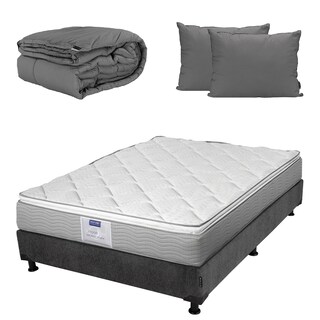 Foto 1 | Colchon Dicasa Cupra Box Color Gris Carbon Matrimonial + Box + Almohada 2pack + Edredon Homy