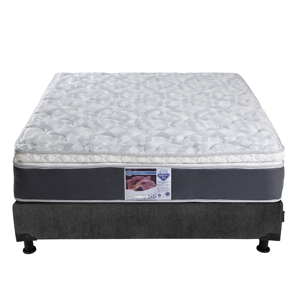 Foto 3 pulgar | Colchon Spring Air Marte Box Color Gris Carbon Queen Size + Box + Almohada 2pack + Edredon Homy