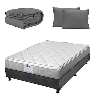 Foto 1 | Colchon Dicasa Cupra Box Color Gris Carbon Queen Size + Box + Almohada 2pack + Edredon Homy