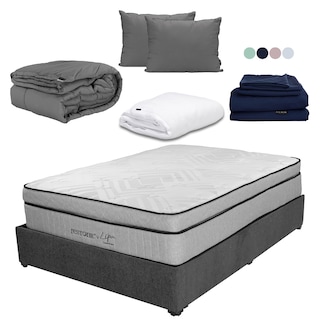 Foto 1 | Colchon Restonic Lipa Gris Carbon Queen Size+base Cama+almohada 2pack+protector Cloud+sabanas Softy+edredon Homy