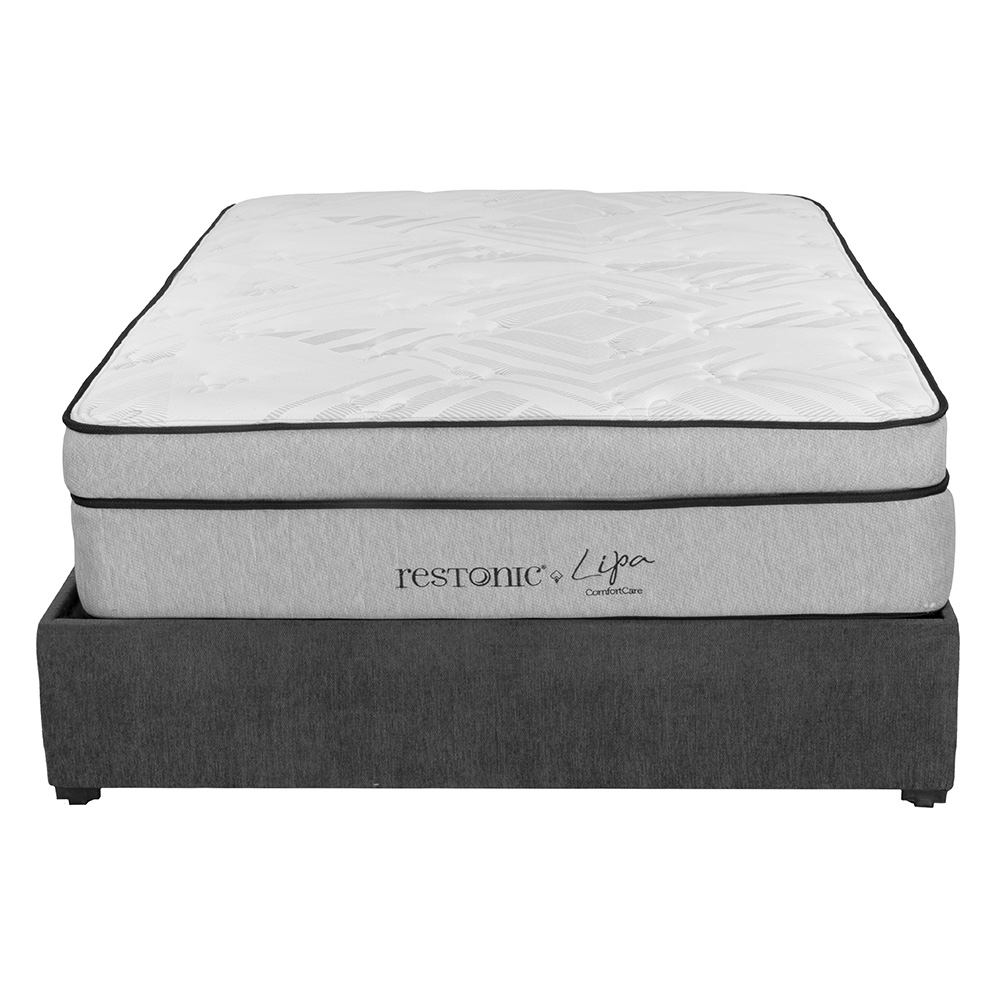 Colchon Restonic Lipa Base Color Gris Carbon Matrimonial + Base Cama