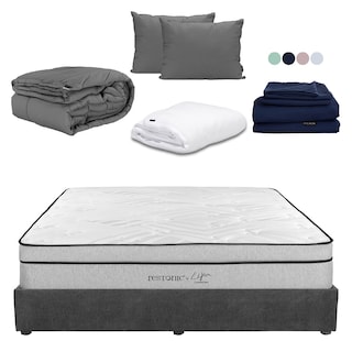 Foto 1 | Colchon Restonic Lipa Gris Carbon King Size+base Cama+almohada 2pack+protector Cloud+sabanas Softy+edredon Homy