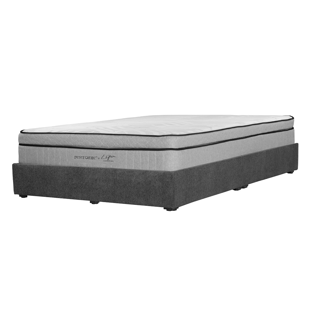 Foto 3 pulgar | Colchon Restonic Lipa Gris Carbon King Size+base Cama+almohada 2pack+protector Cloud+sabanas Softy+edredon Homy