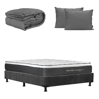 Foto 1 | Colchon Dicasa Trini Box Color Gris Carbon Queen Size + Box + Almohada 2pack + Edredon Homy