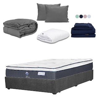 Foto 1 | Colchon Spring Air Dover Gris Carbon Matrimonial+base Cama+almohada 2pack+protector Cloud+sabanas Softy+edredon Homy