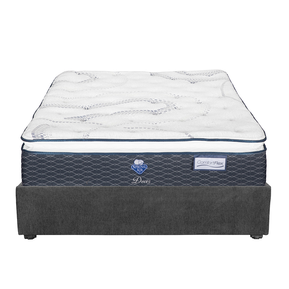 Foto 3 pulgar | Colchon Spring Air Dover Gris Carbon Matrimonial+base Cama+almohada 2pack+protector Cloud+sabanas Softy+edredon Homy