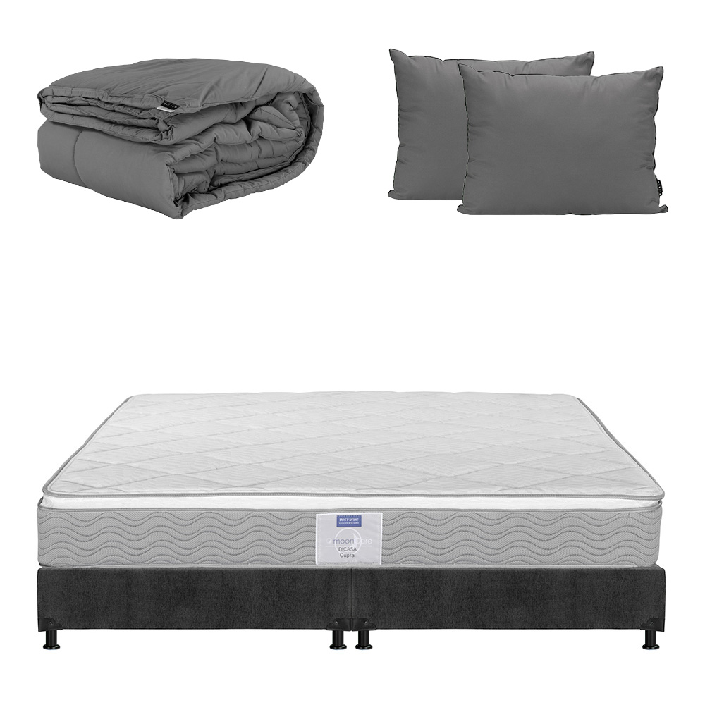 Colchon Dicasa Cupra Box Color Gris Carbon King Size + Box + Almohada 2pack + Edredon Homy