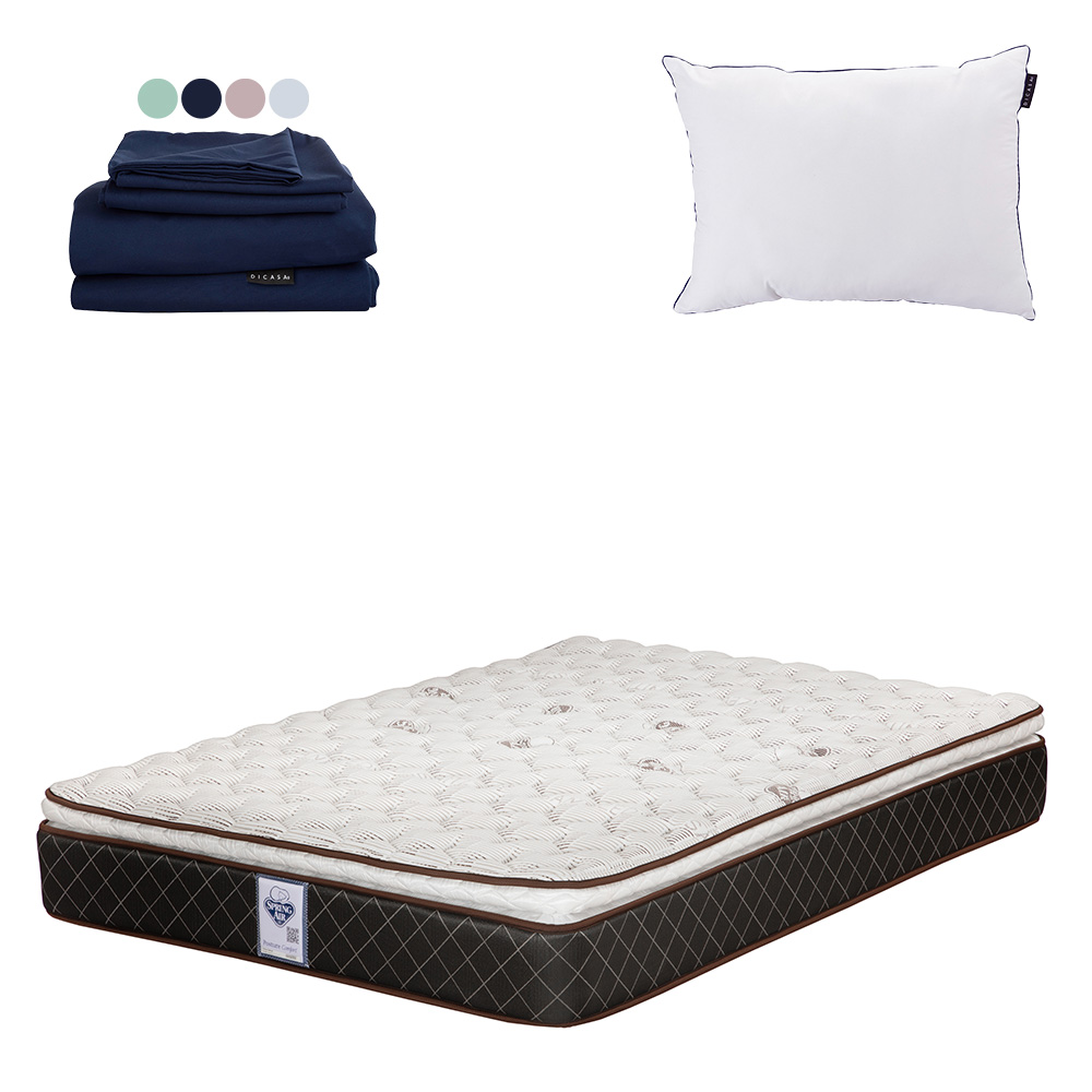Foto 1 | Colchón Spring Air Minesota Color  Café King Size + Almohada One + Sábanas Softy