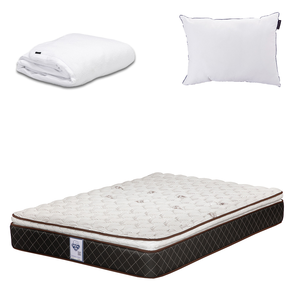 Foto 1 | Colchón Spring Air Minesota Color  Café Individual + Almohada One + Protector Cloud