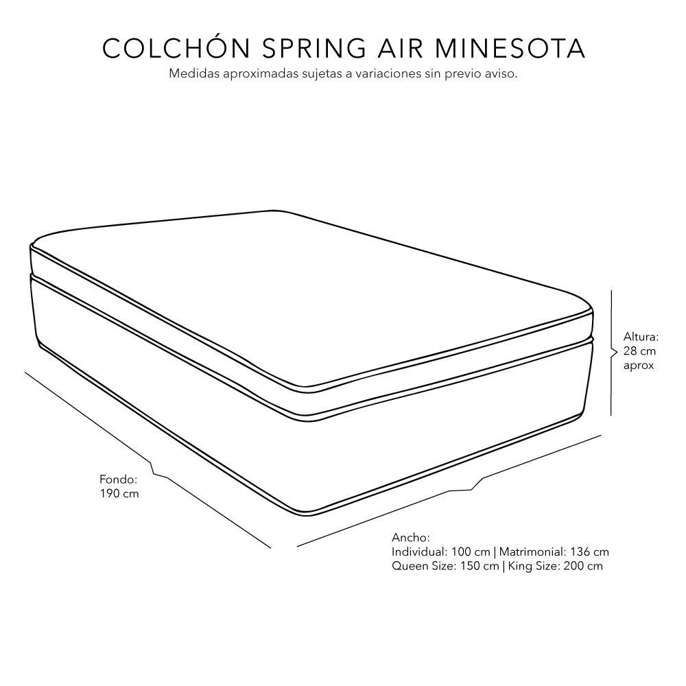 Foto 5 pulgar | Colchón Spring Air Minesota Color  Café Individual + Almohada One + Protector Cloud + Sábanas Softy + Edredón Homy